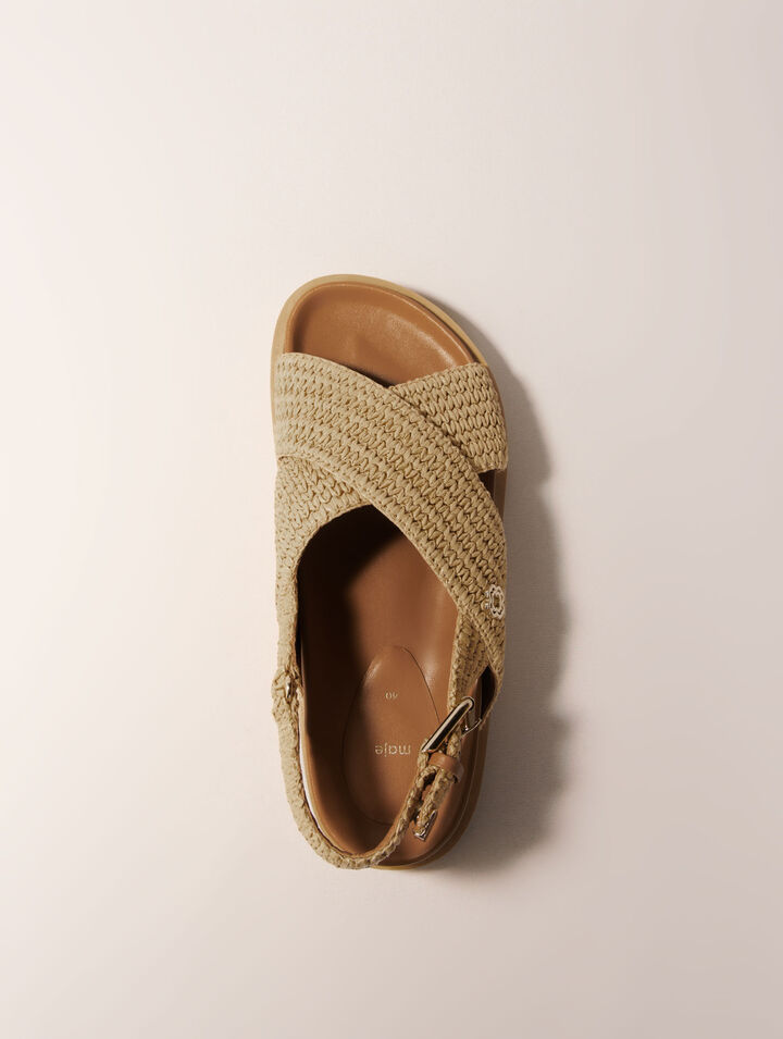 Flache Sandalen in Bastoptik