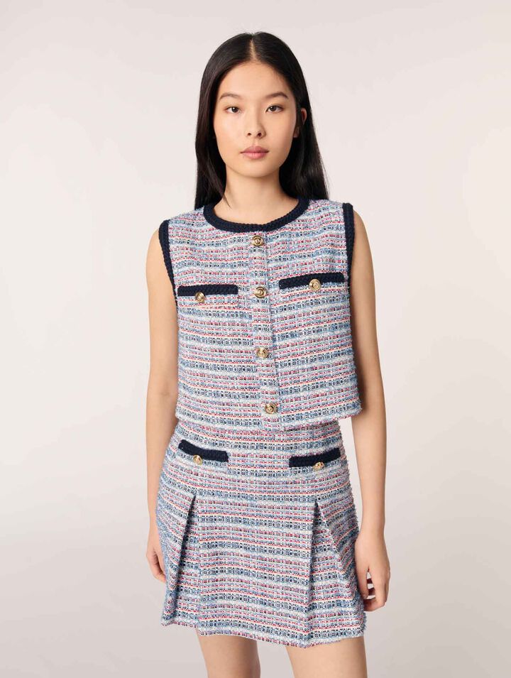 Kurzes 2-in1-Kleid aus Tweed