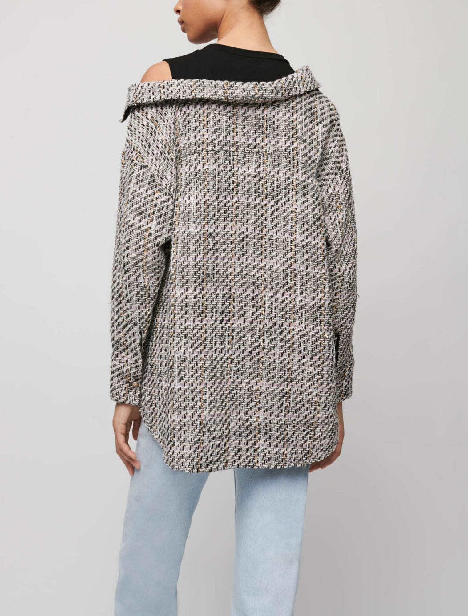 Trompe-l'oeil-Shirt in Tweed-Optik