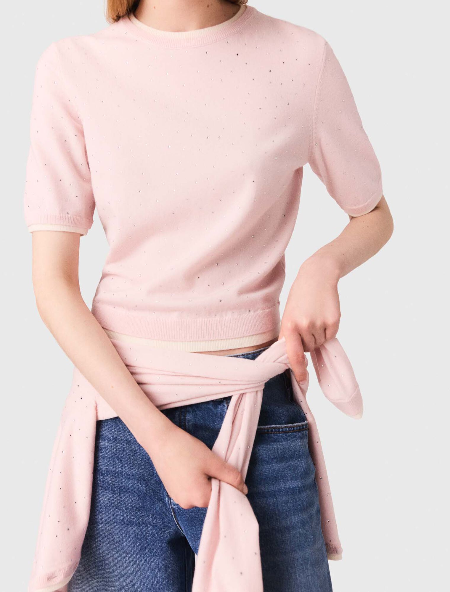 Kurzärmeliger Pullover 100% Wolle