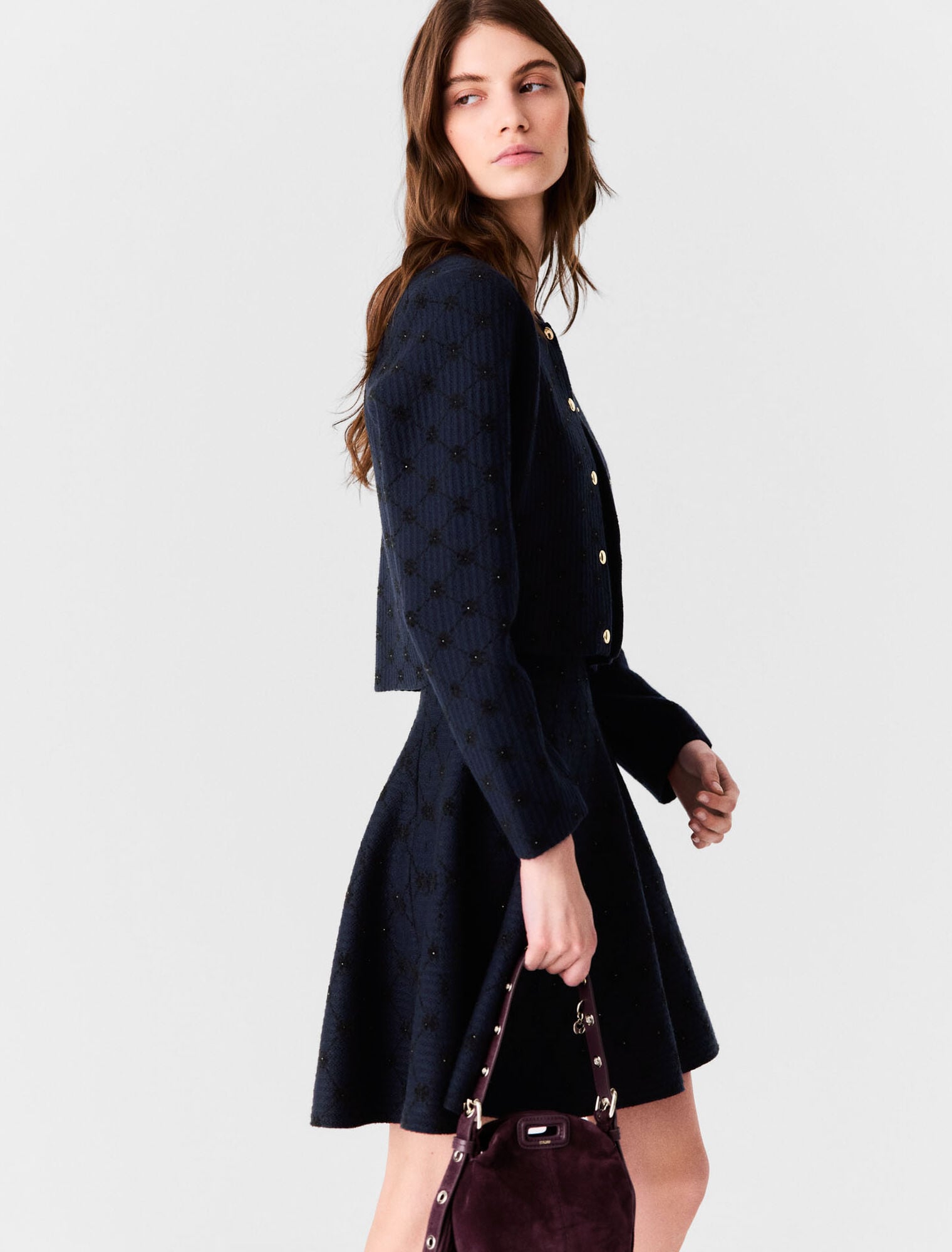 Jacquard-Cardigan mit Pailletten