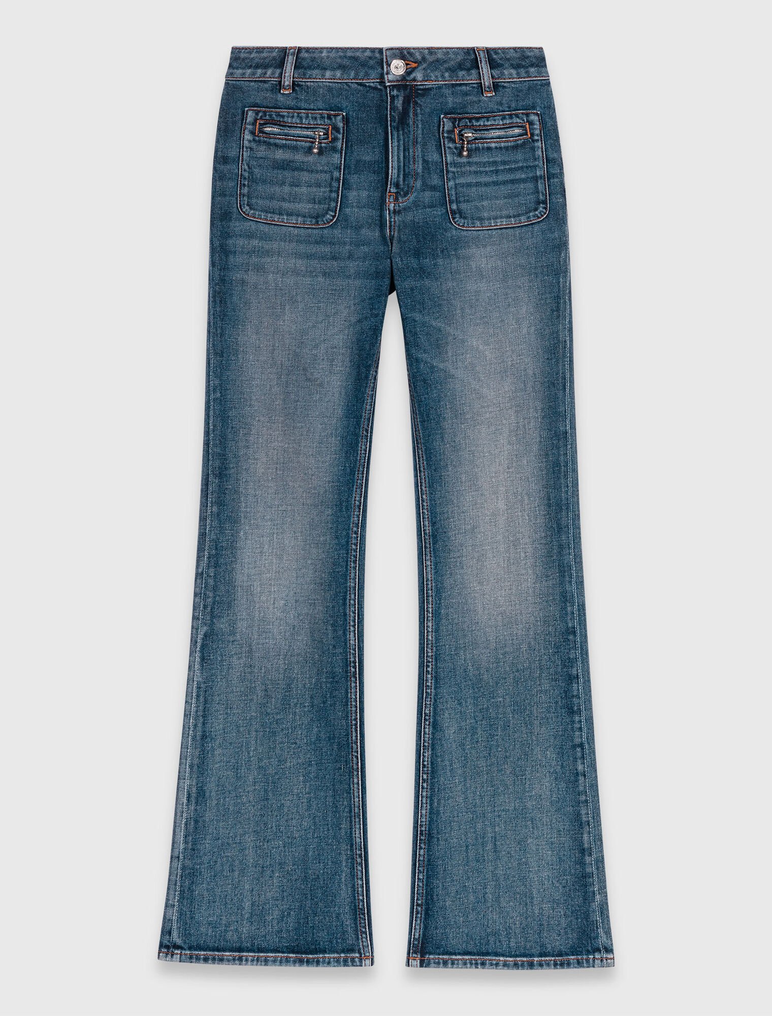 Bootcut-Jeans mit Ziptaschen