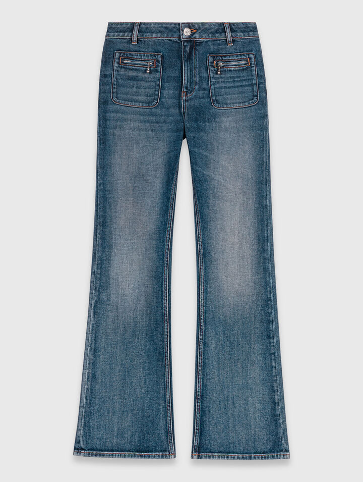 Bootcut-Jeans mit Ziptaschen