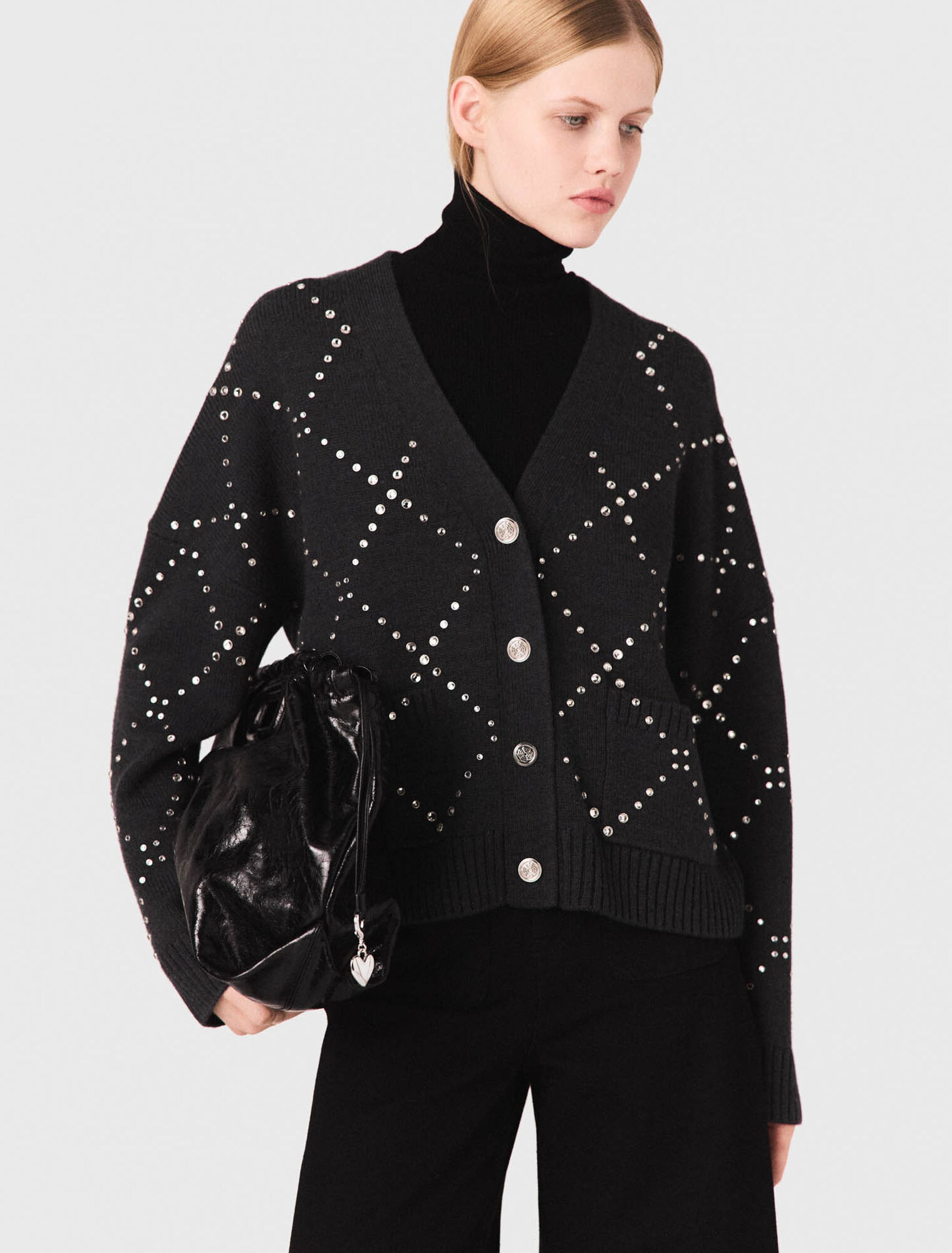 Karierter Cardigan mit Strass-Verzierung