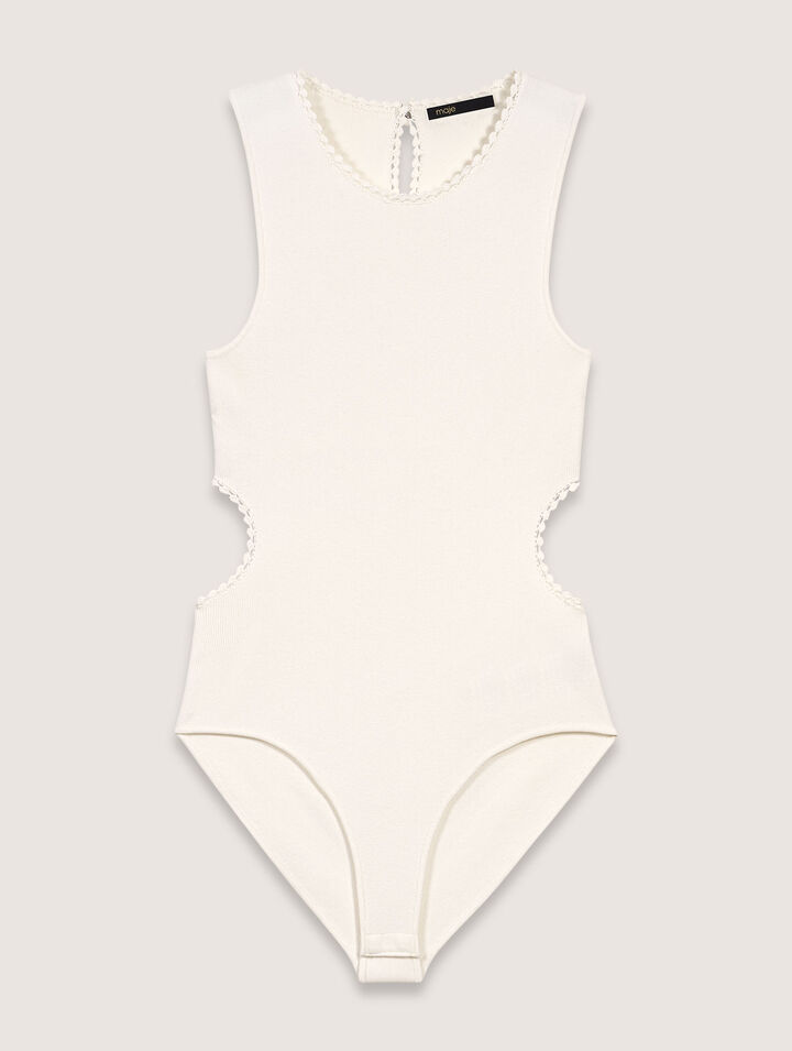 Body mit freiem Rücken und Zierkragen