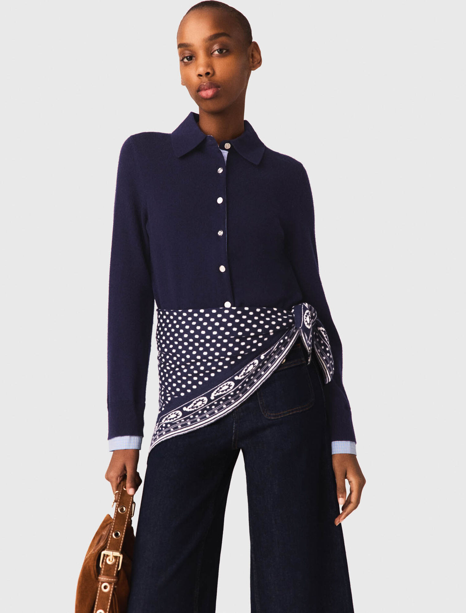 Polo-Cardigan mit Abnehm-Teilen