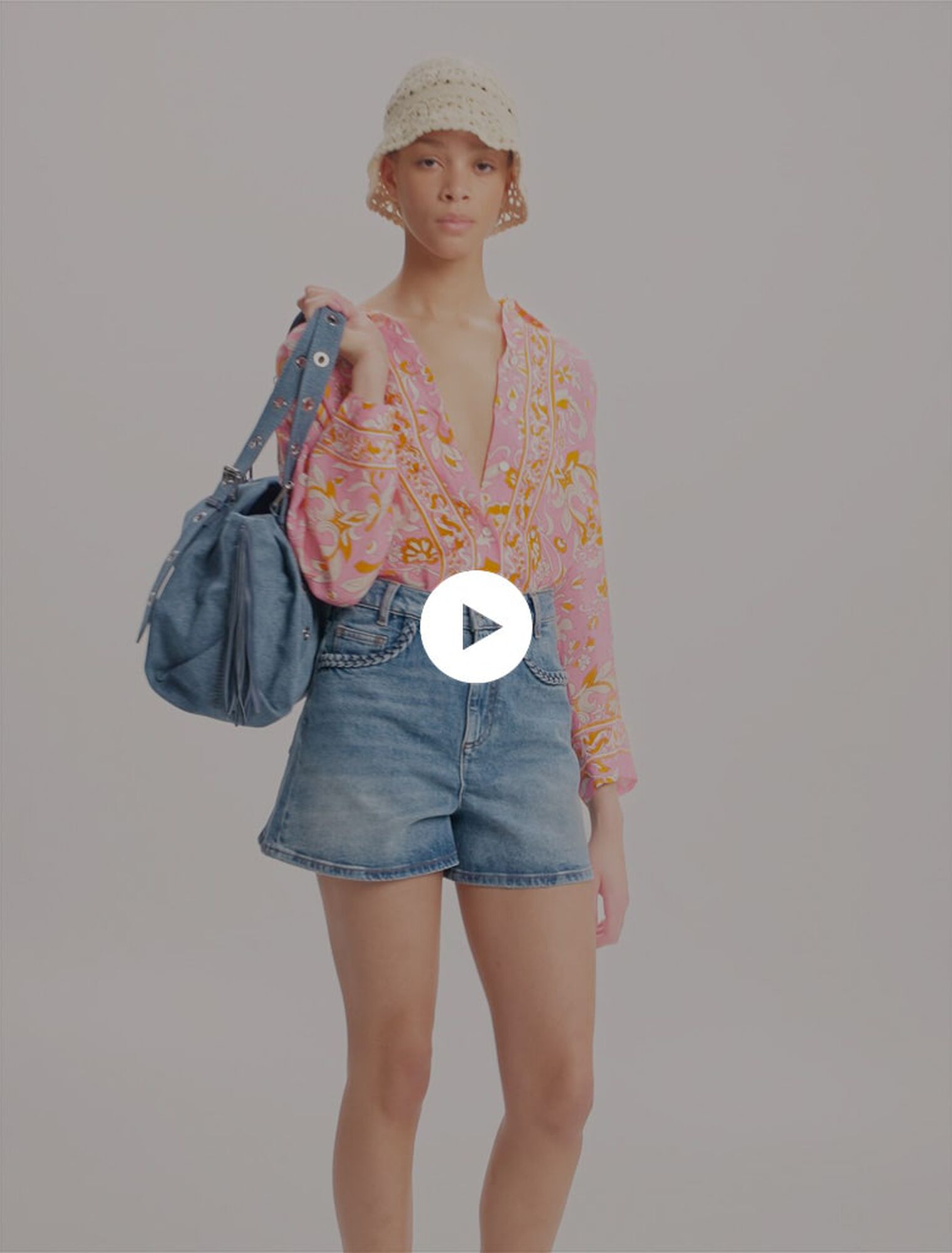 Shorts aus Denim mit Flechtdetails