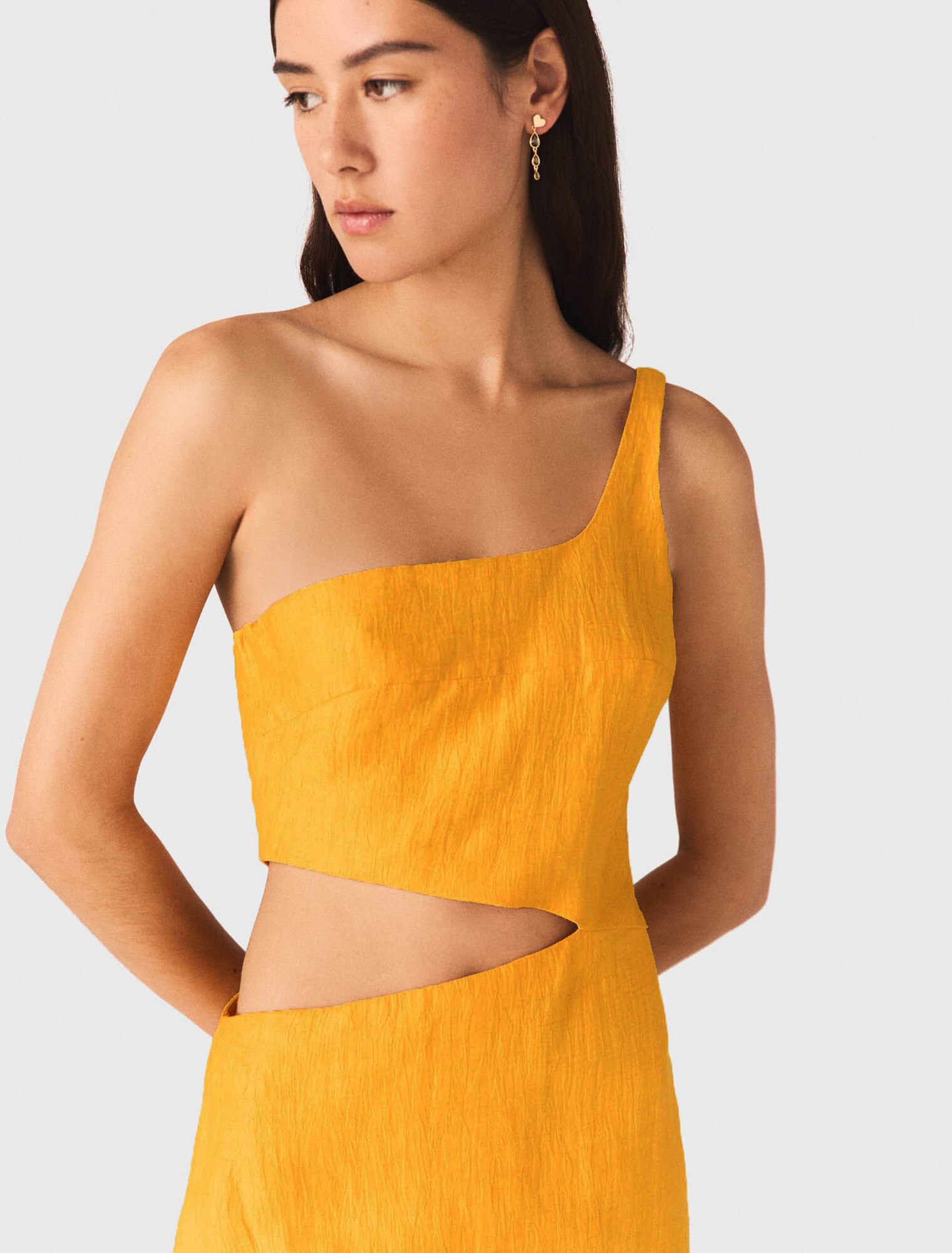 Asymmetrisches Leinen-Mix-Kleid