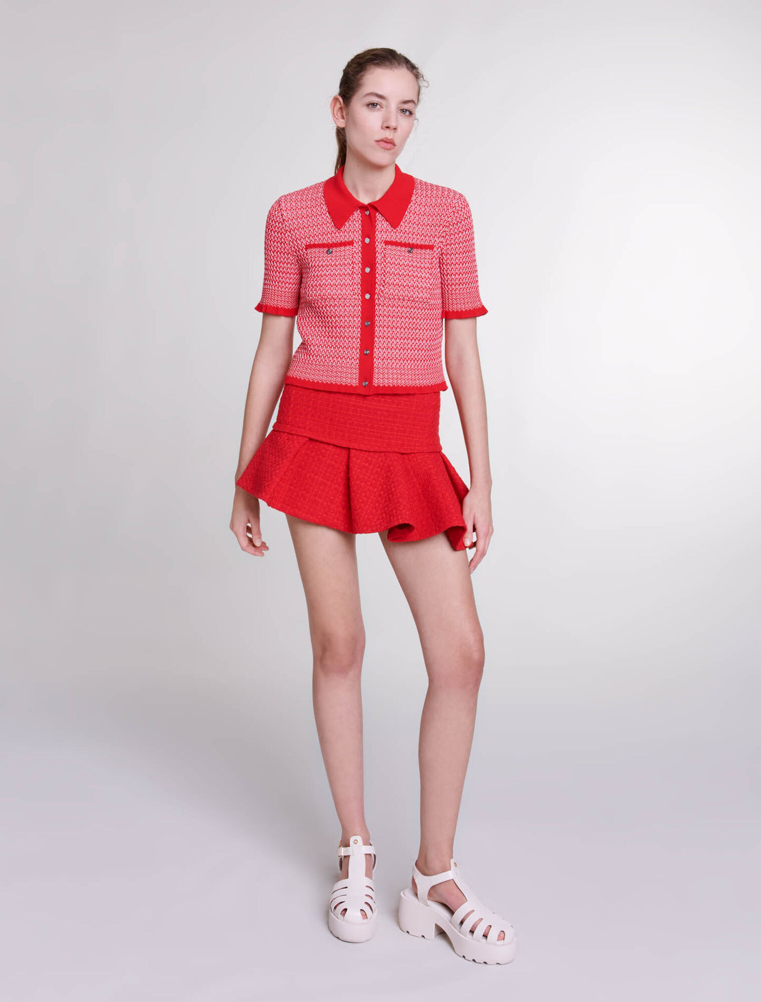Asymmetrischer Minirock aus Tweed