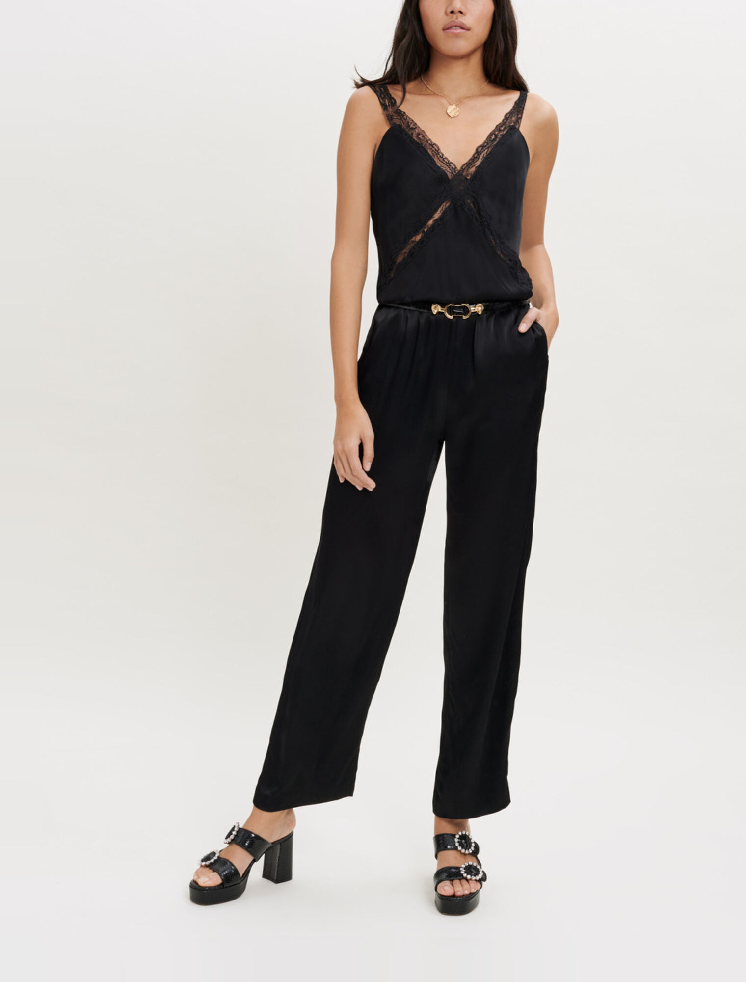 Satin-Jumpsuit mit Trägern
