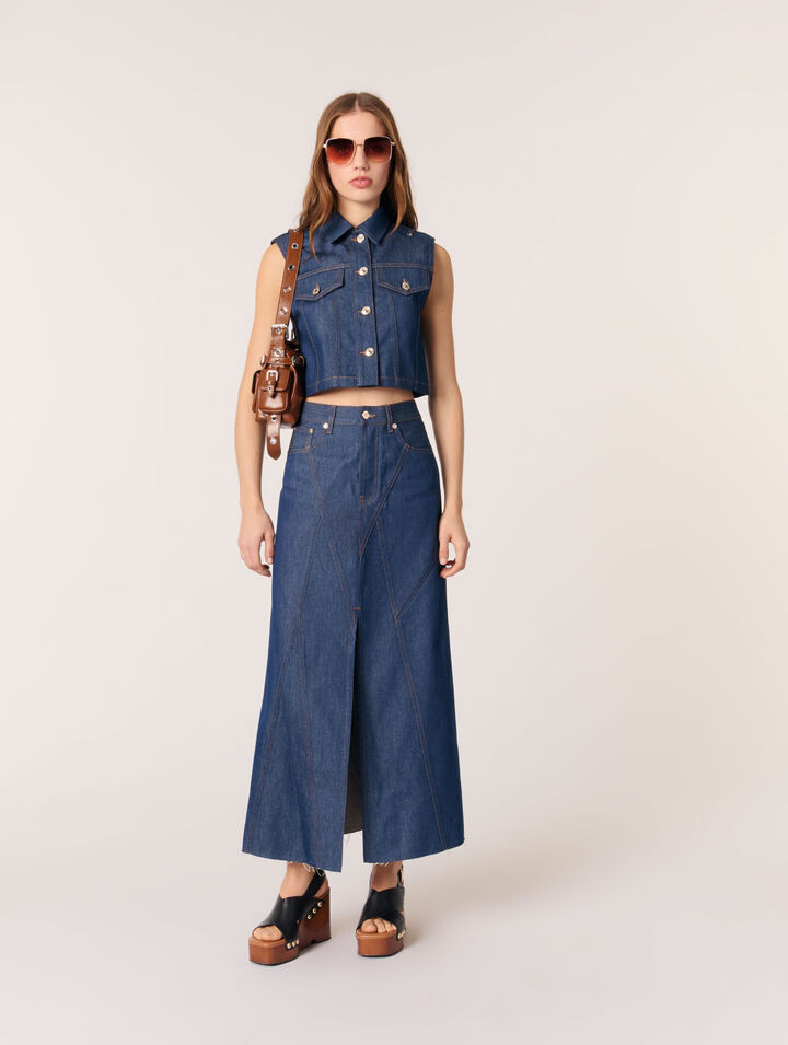 Kurze Weste aus Denim