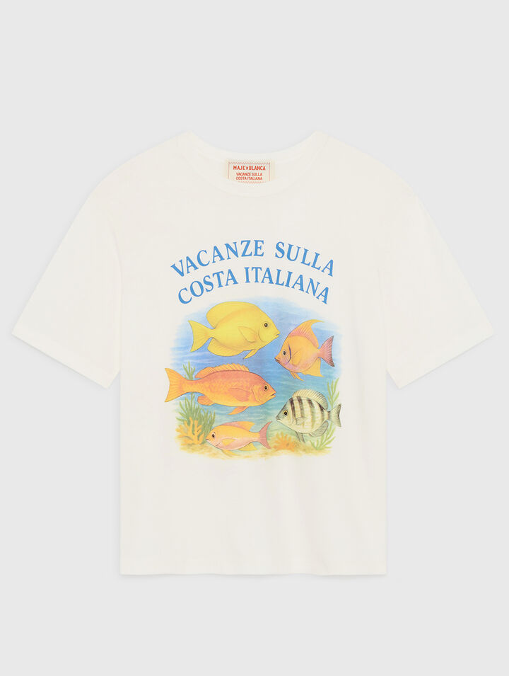 T-Shirt mit Fisch-Print