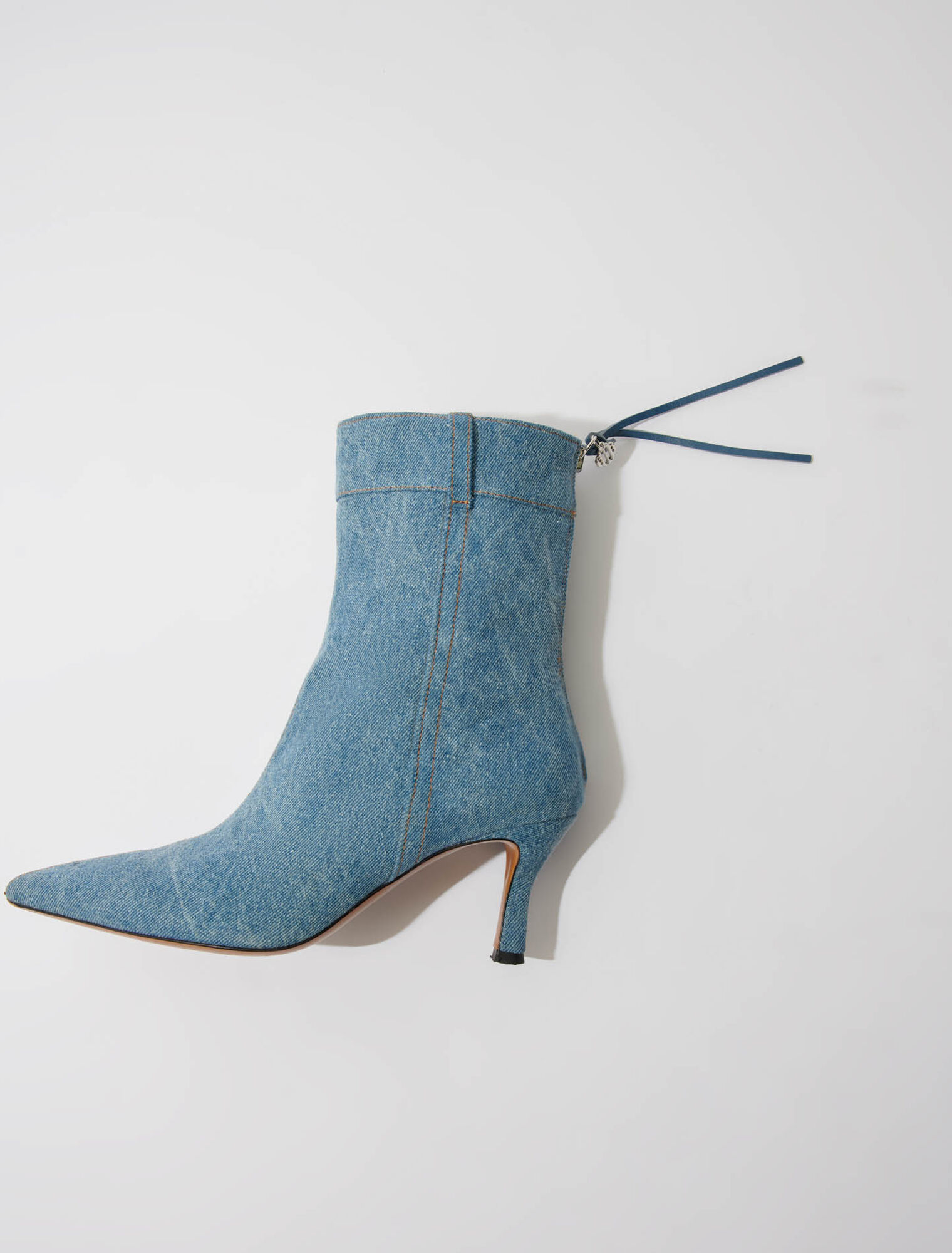 Spitze Denim-Stiefeletten