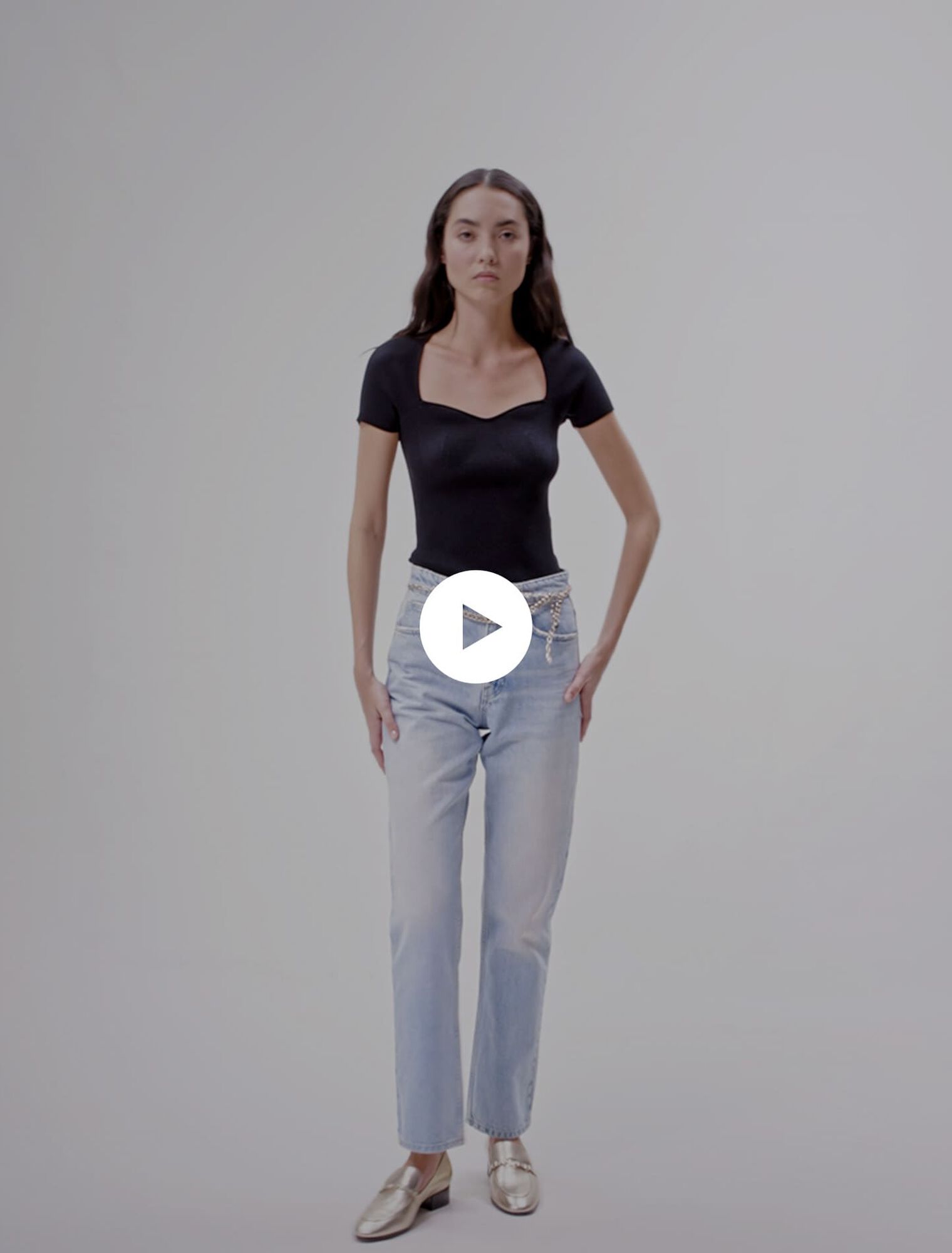 Gerade Jeans mit Schmuckgürtel