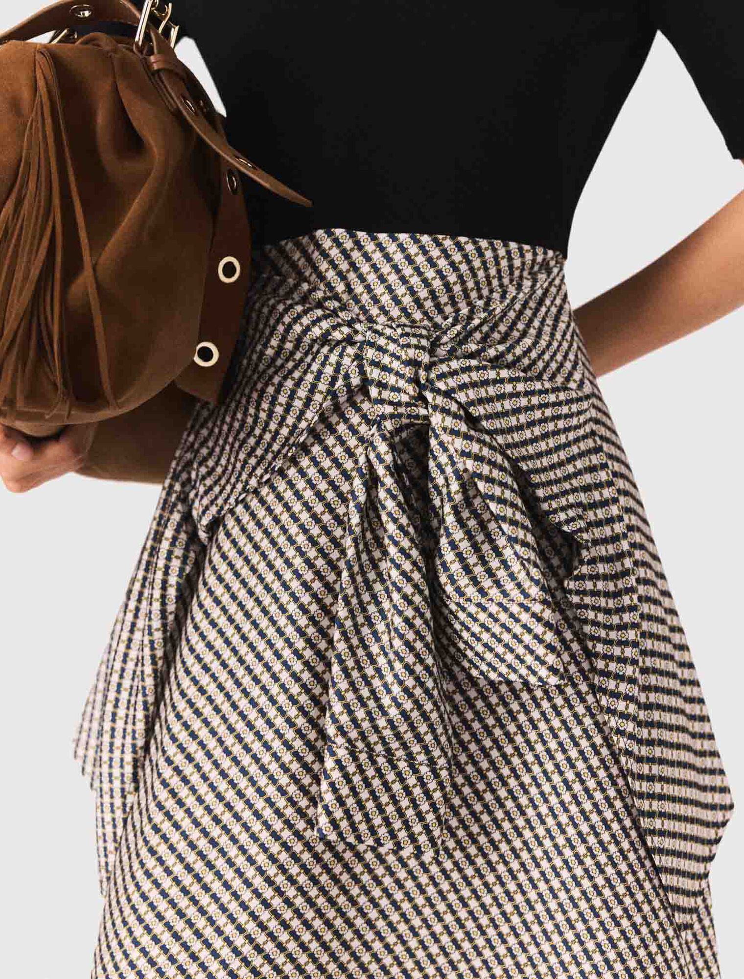 Bi-Material-Kleid mit Print