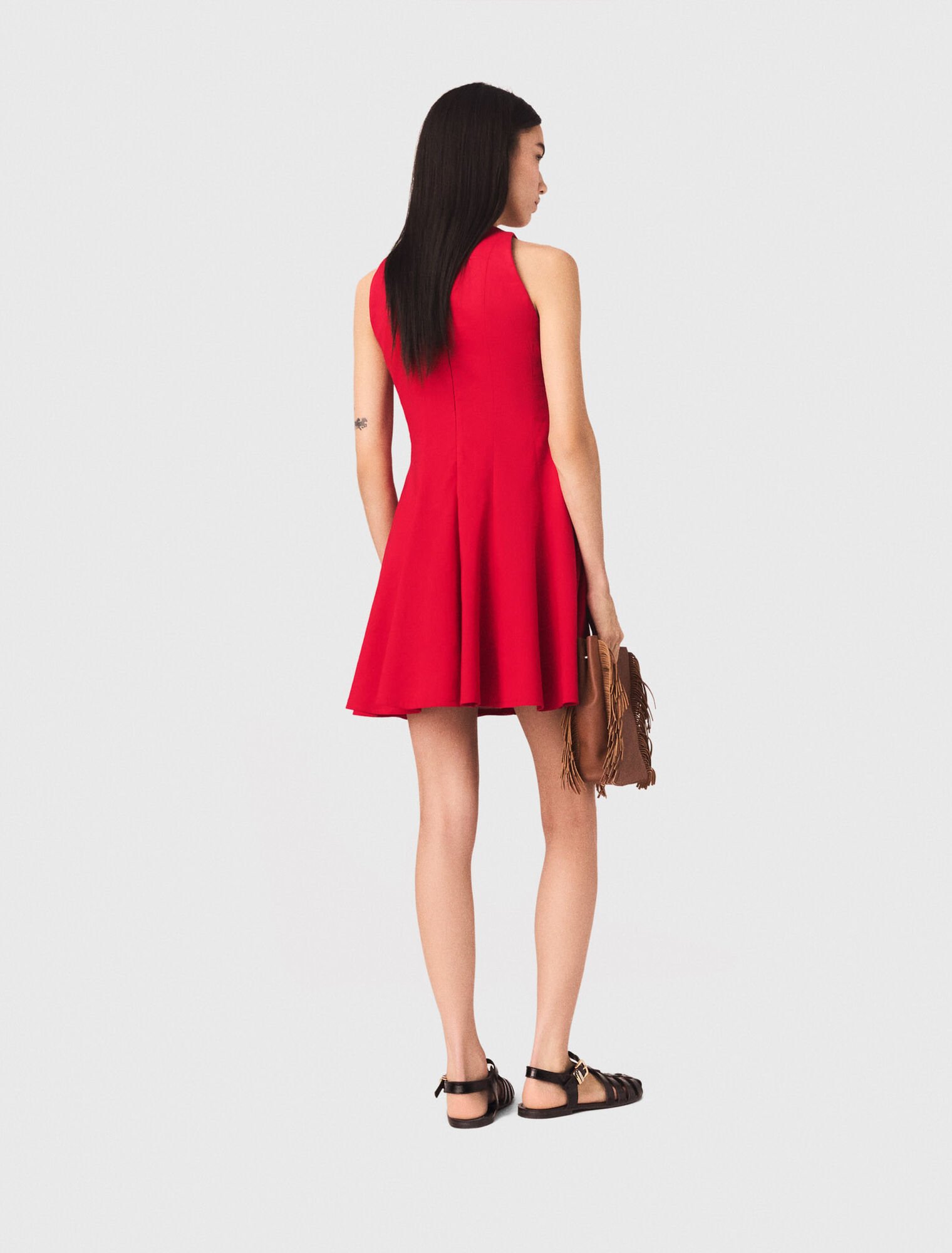 Kurzes ausgestelltes Leinenmixkleid