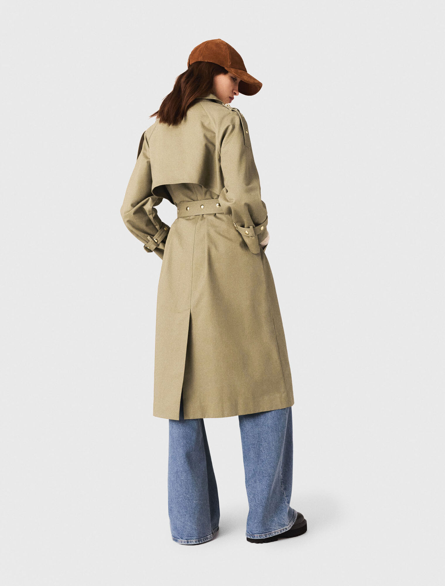Trenchcoat mit Nieten und Kragen