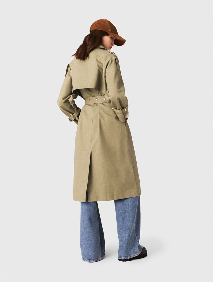 Trenchcoat mit Nieten und Kragen