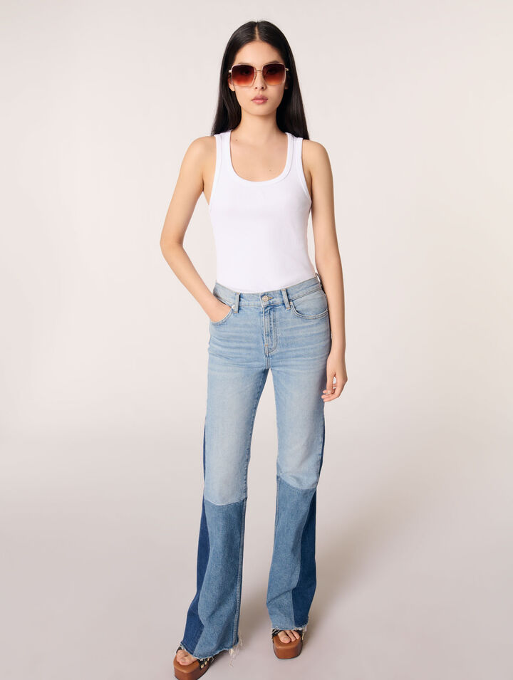Dreifarbige Patchwork-Jeans