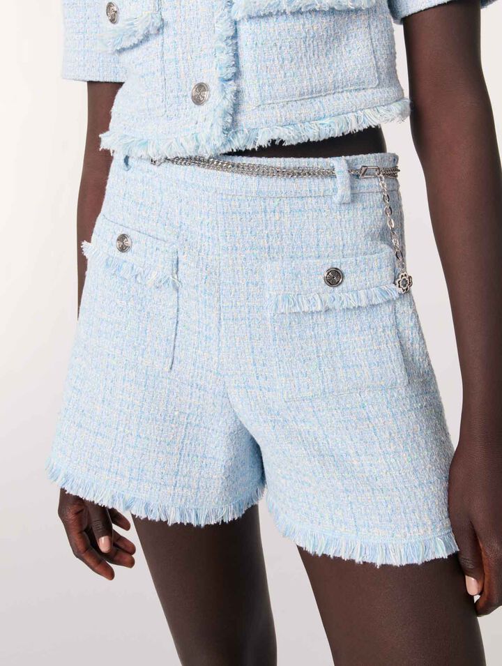 Shorts aus Tweed mit Gürtel