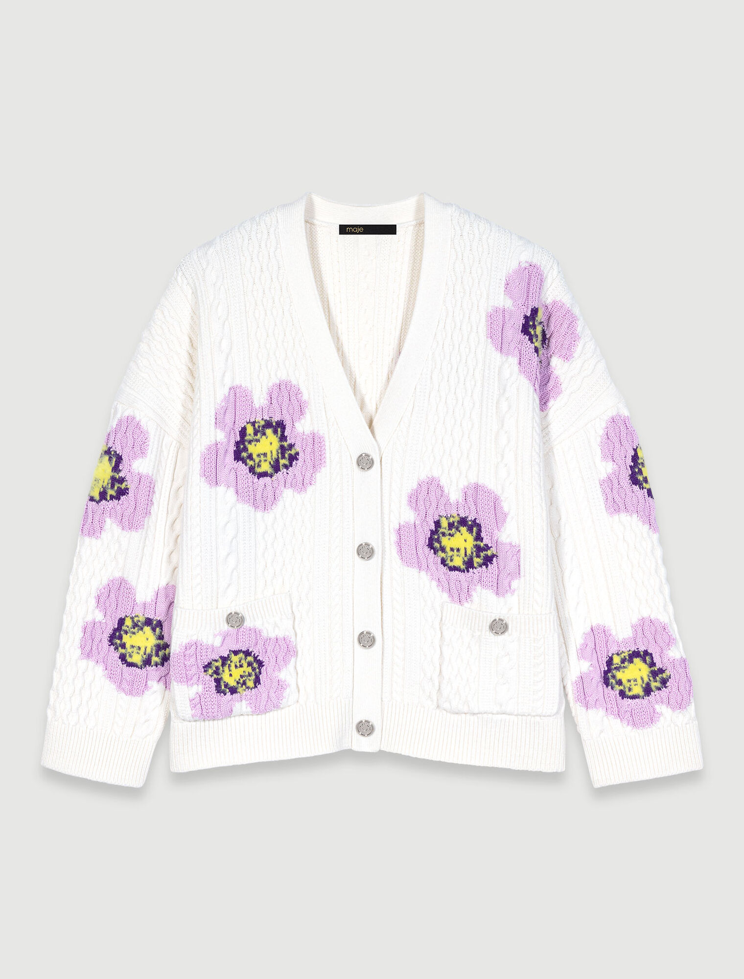 Strick-Cardigan mit Blumen