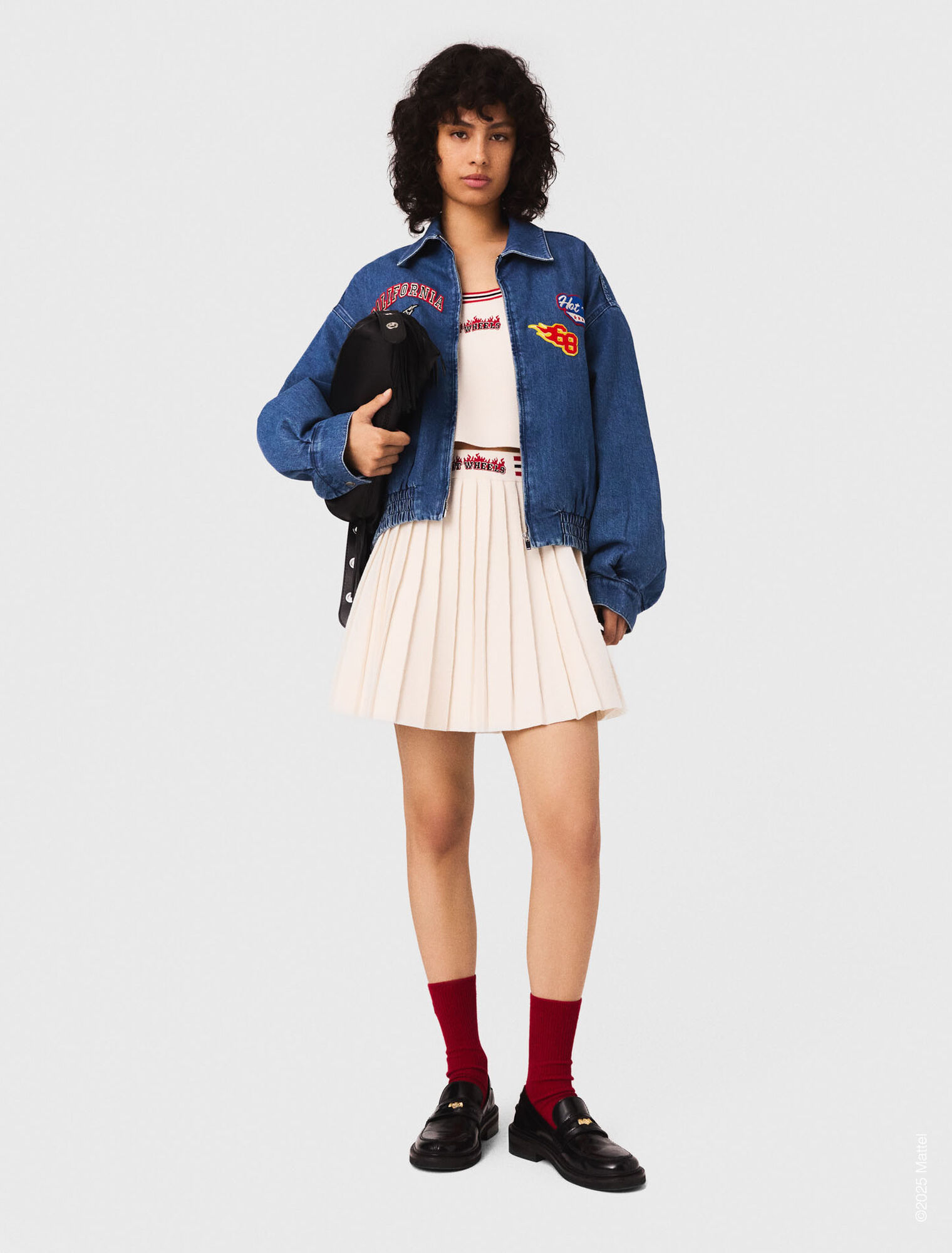 Oversize-Denimjacke mit Stickerei