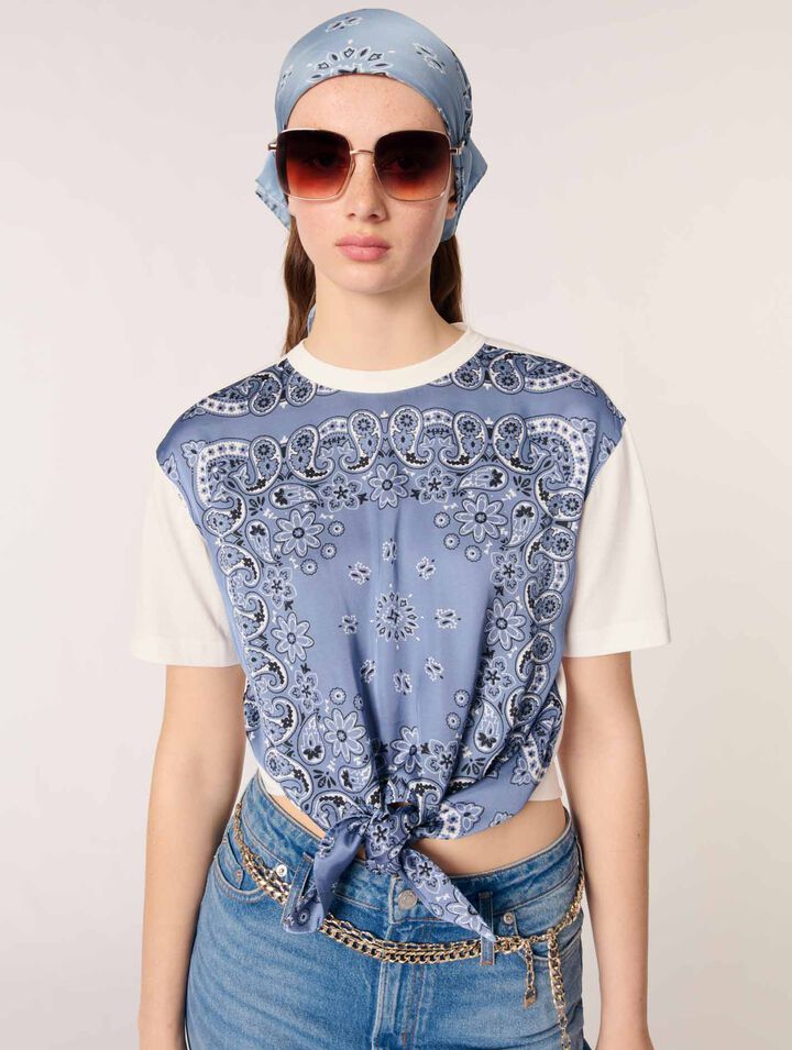 Geknotetes T-Shirt mit Print