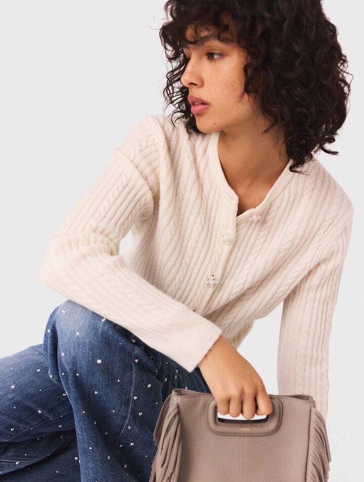 Strickjacke mit abnehmbarem Kragen