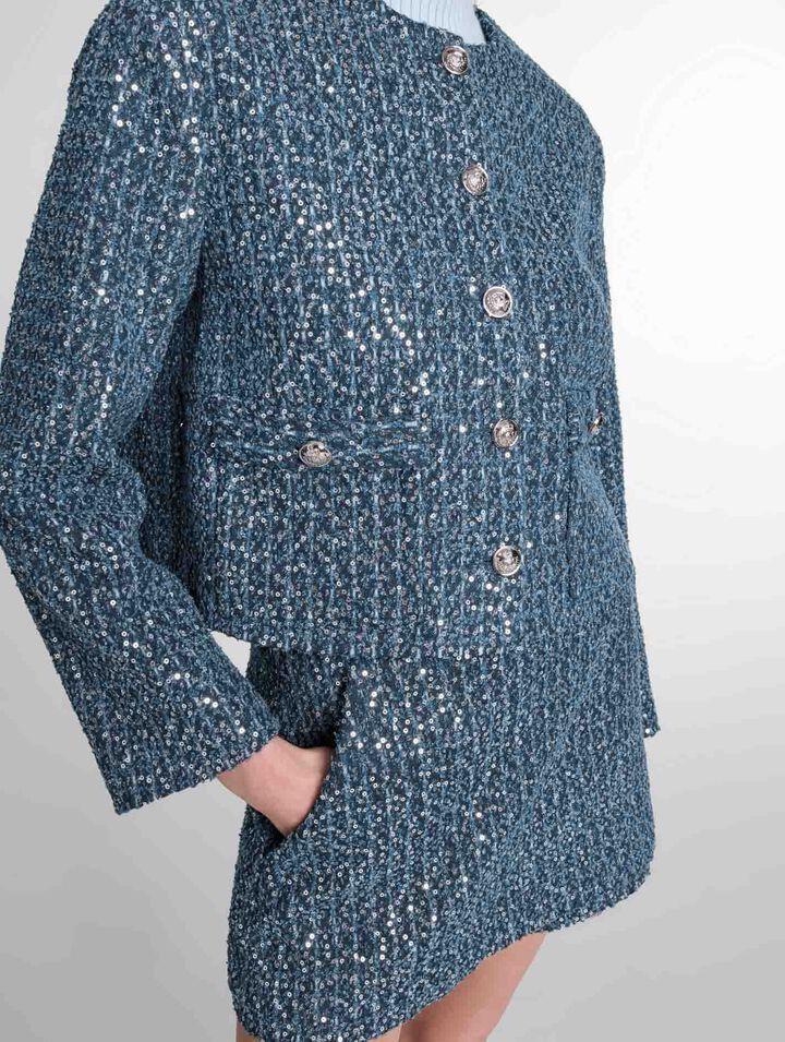 Tweed-Jacke mit Pailletten