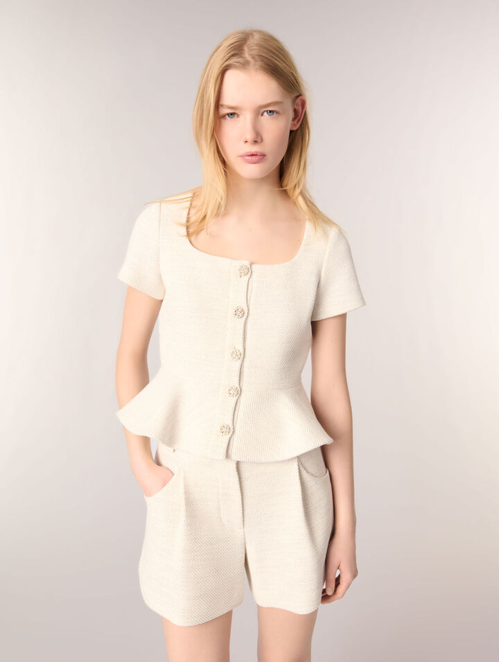 Peplum-Top aus Tweed und Lurex