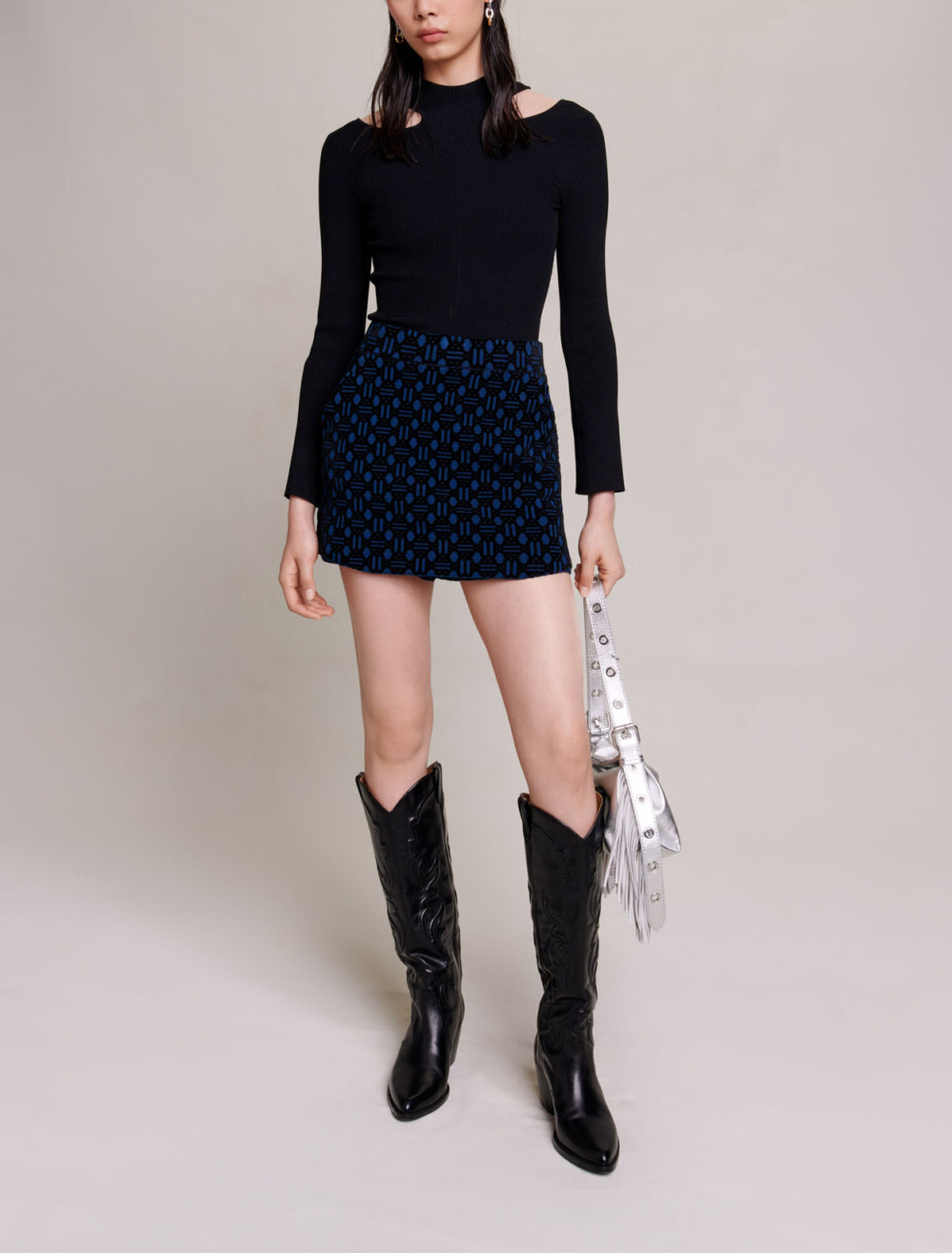Shorts aus Samt-Jacquard