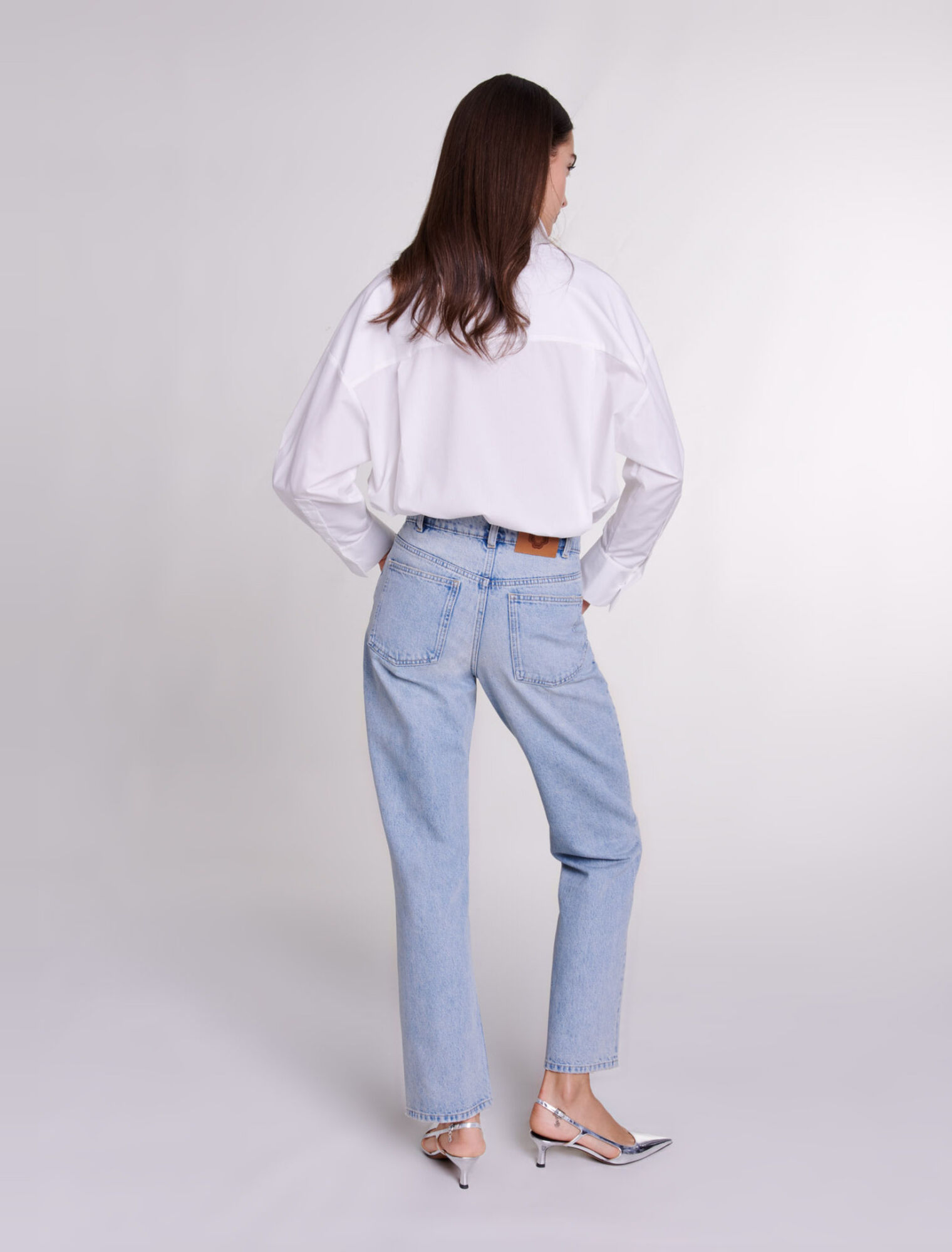 Popelinehemd mit Häkeldetails