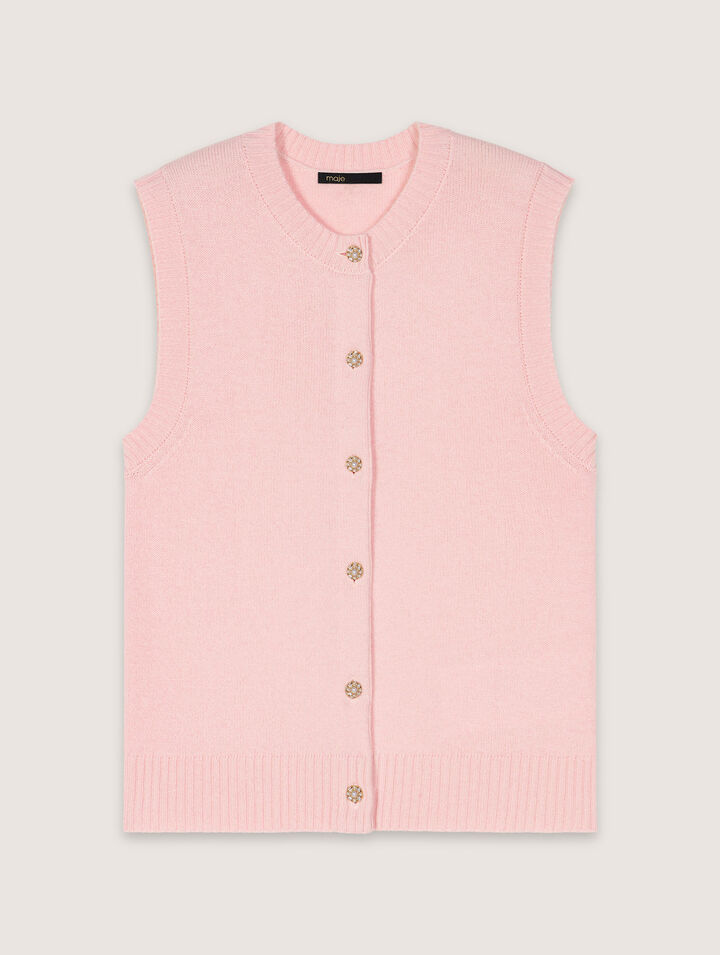 Ärmelloser Cardigan aus Wolle 