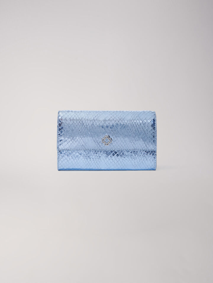 Clutch aus Leder mit Pythonprägung