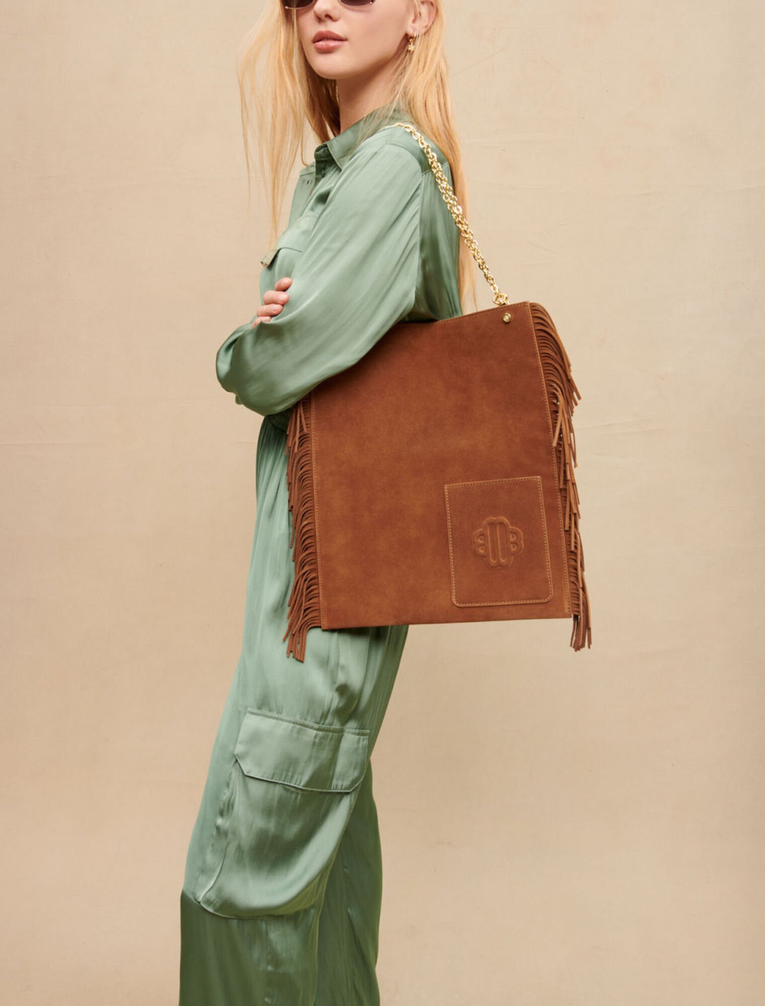 Satinierter Hosenanzug