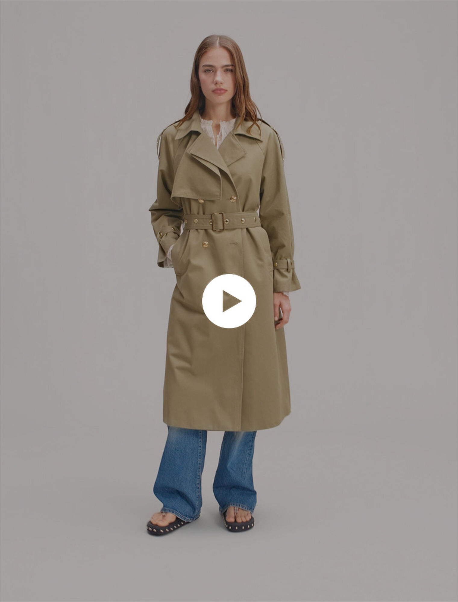 Trenchcoat mit Nieten und Kragen