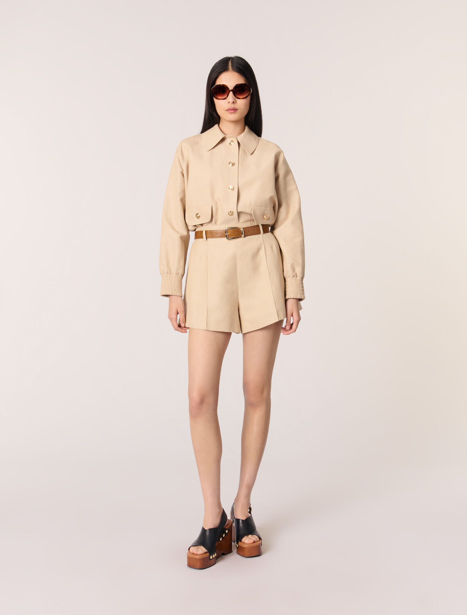 Shorts aus Leinen und Baumwolle