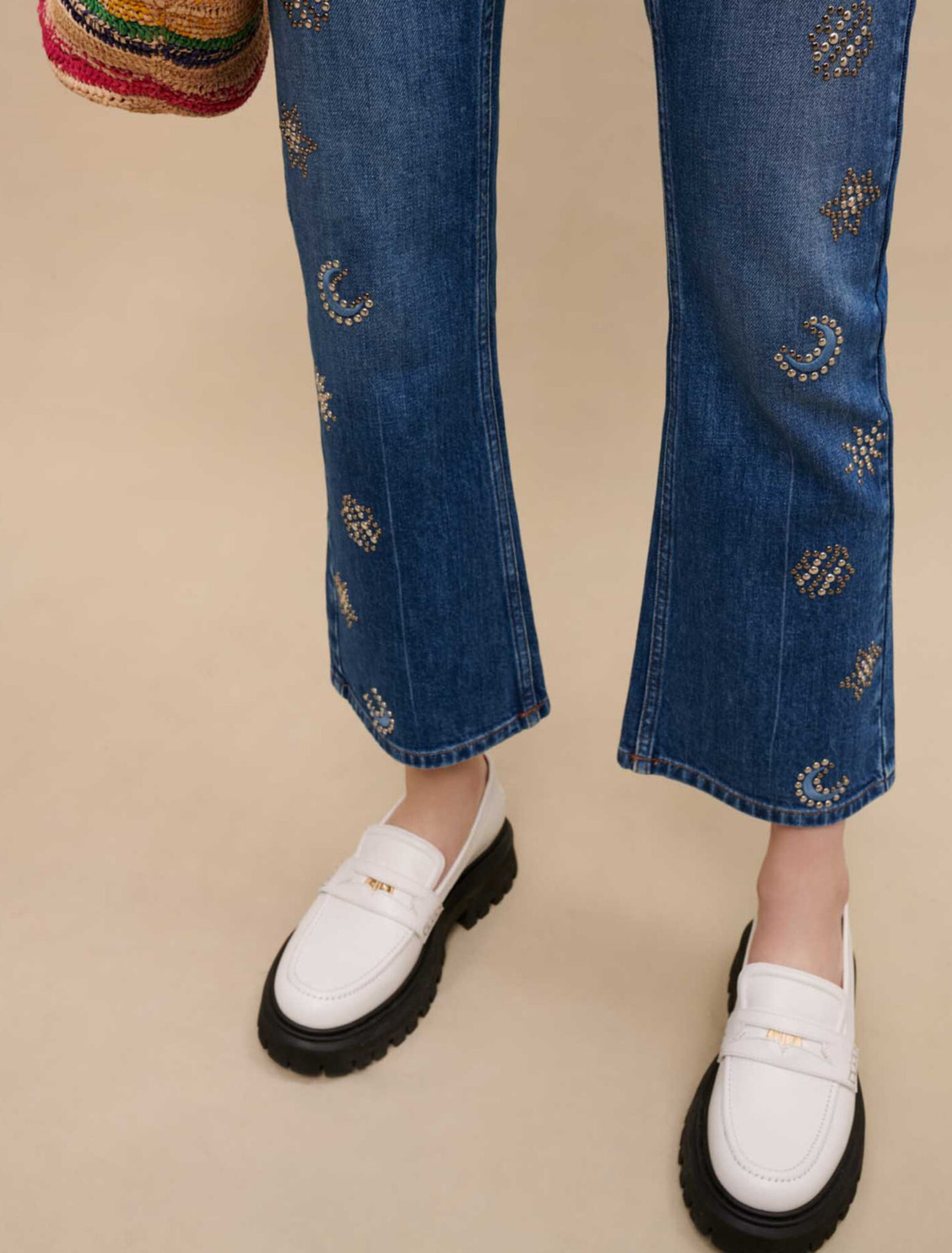 Mit Mondkristallen verzierte Jeans