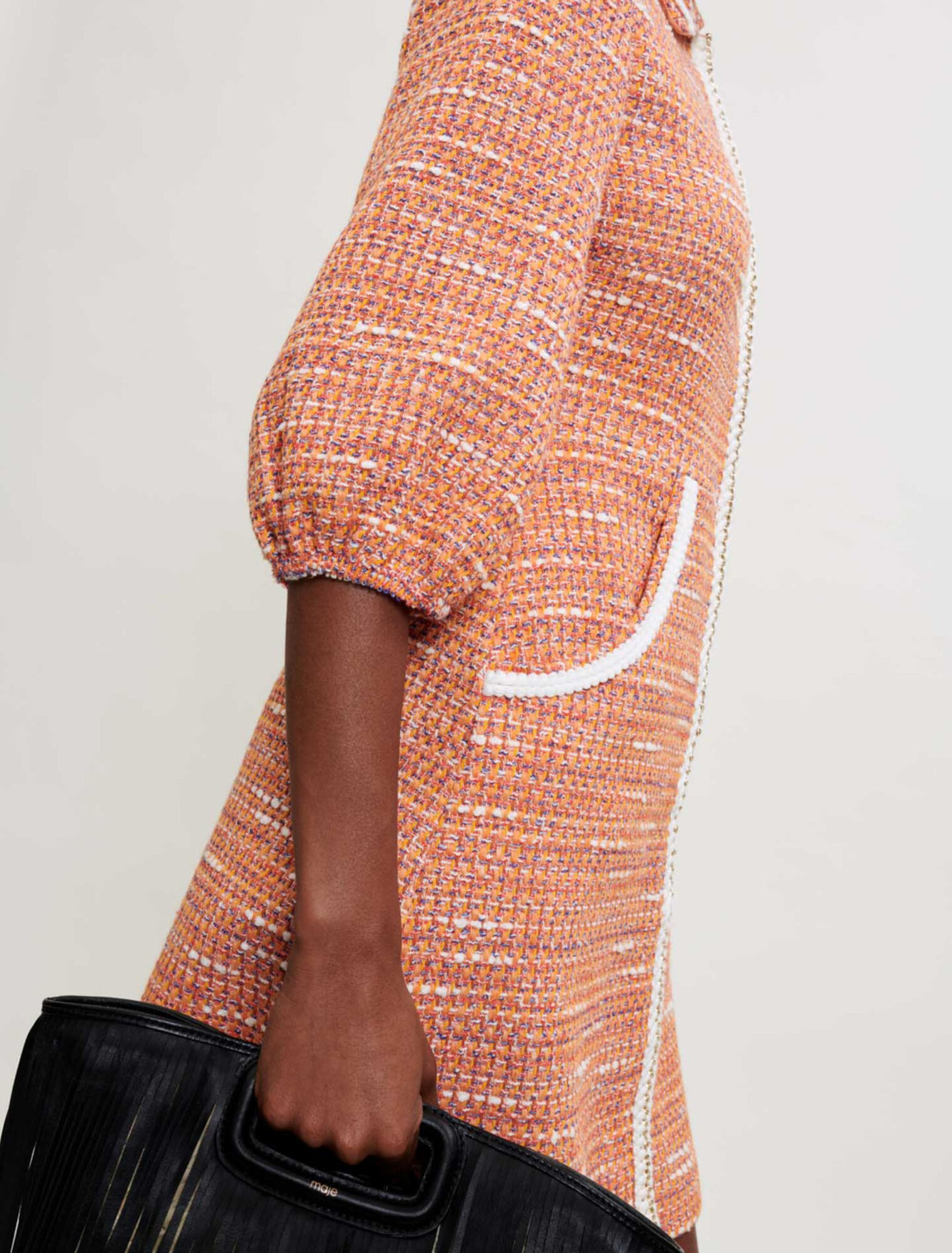 Tweedkleid mit geflochtenen Borten
