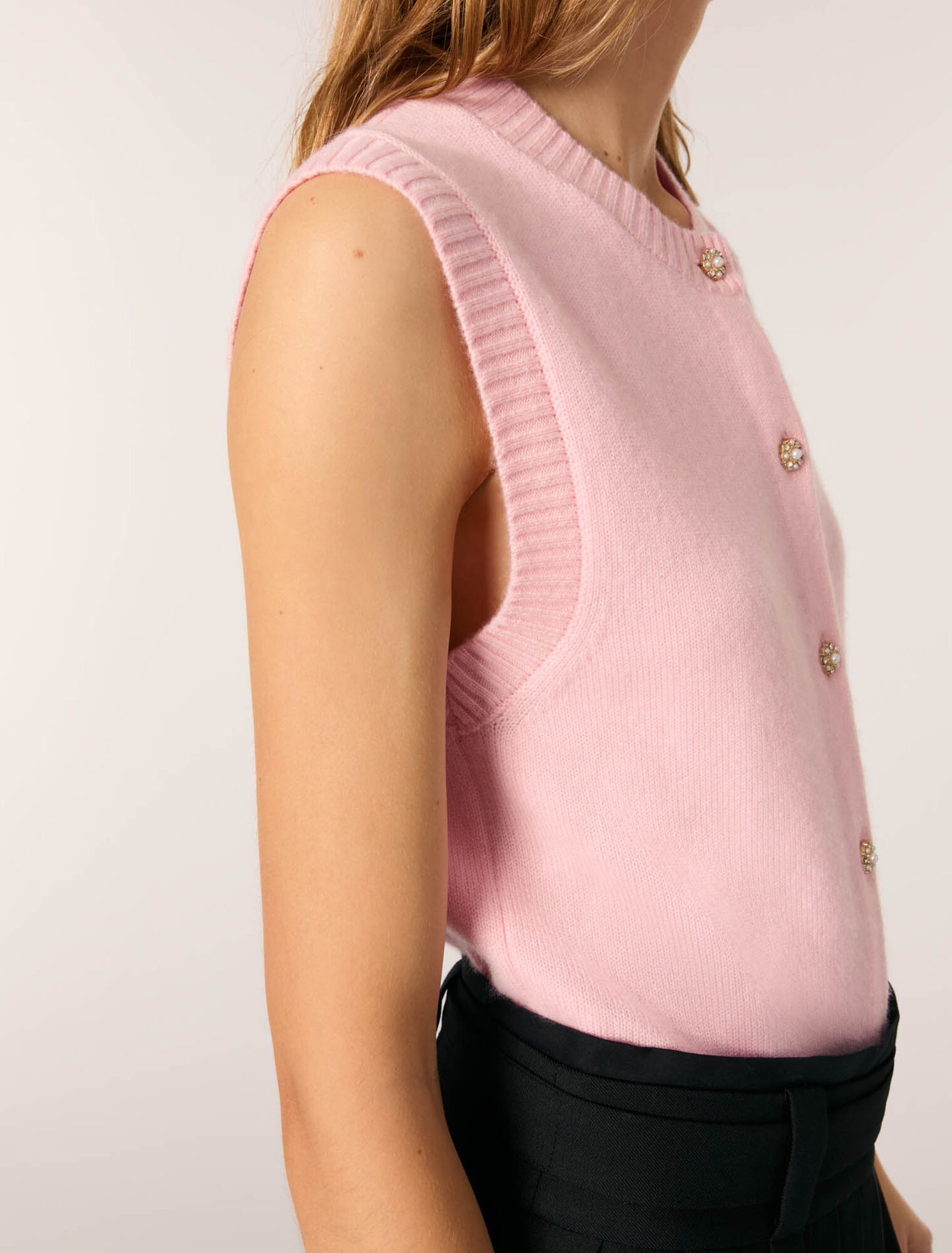Ärmelloser Cardigan aus Wolle