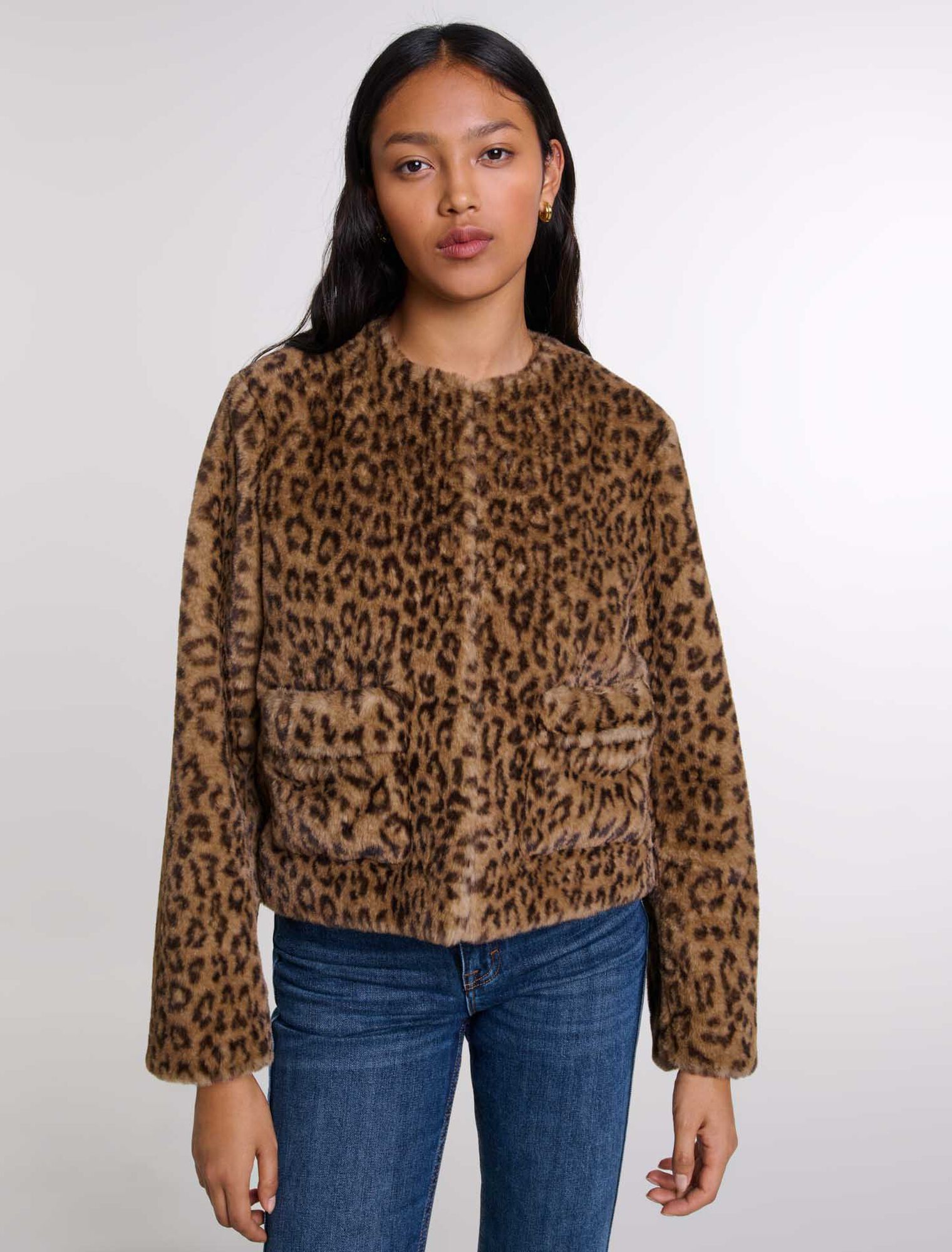 Kurze Kunstpelzjacke