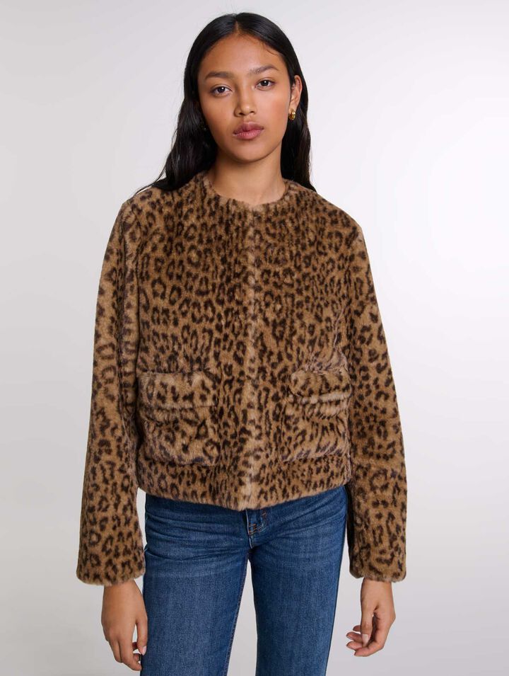 Kurze Kunstpelzjacke