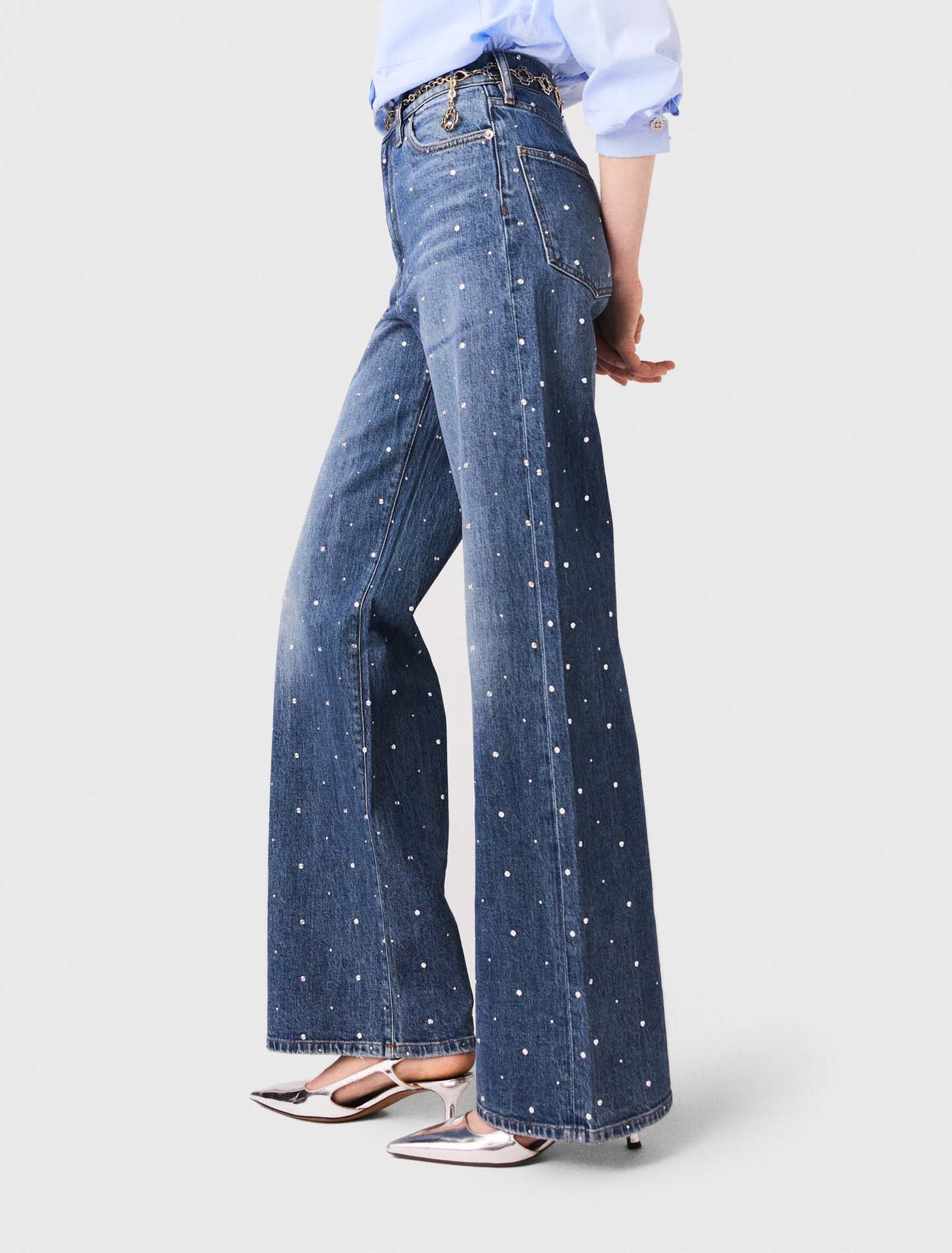 Weite Denim-Jeans mit Nieten