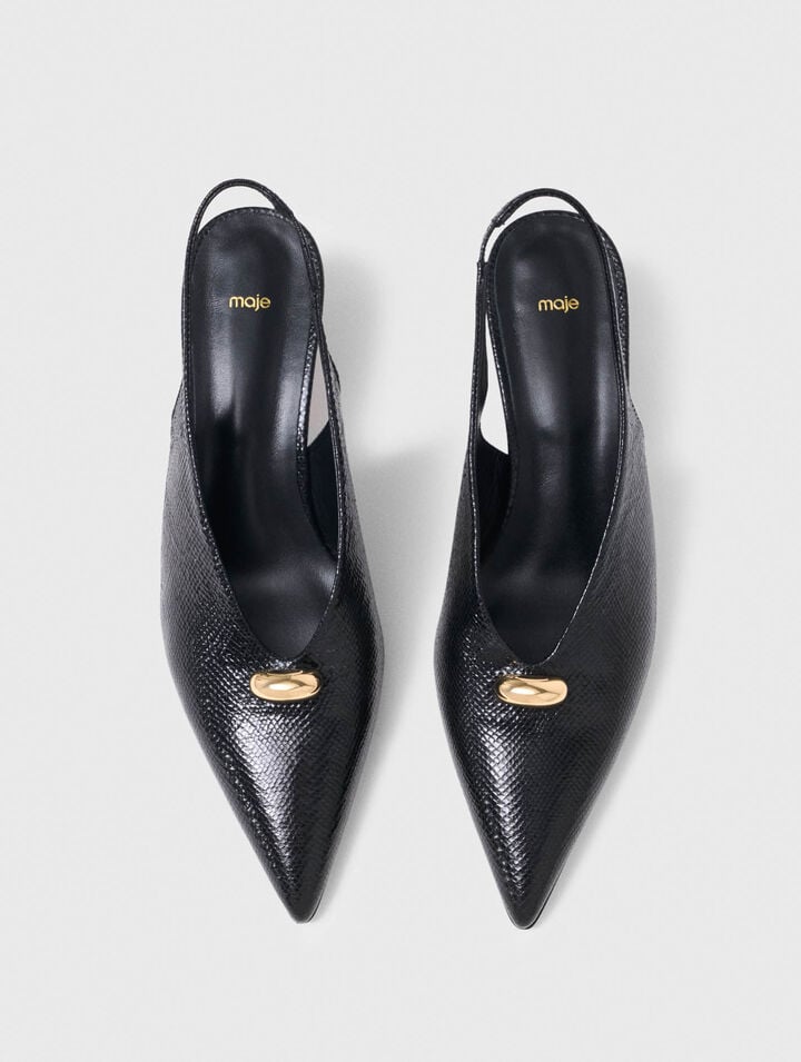 Spitze Slingbacks aus Pr&auml;geleder
