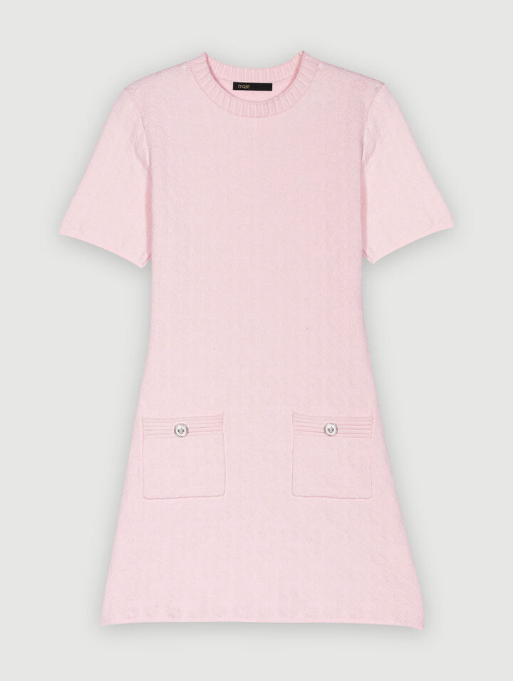 Rosa Kleid aus Struktur-Strick