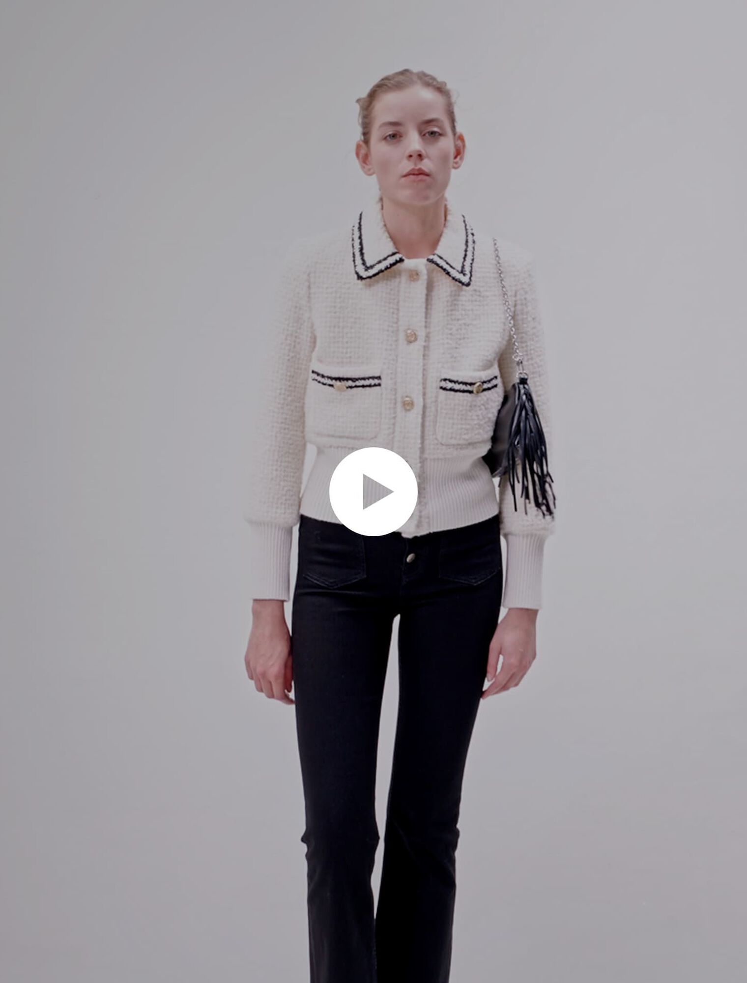 Tweed-Blouson in Kontrastoptik