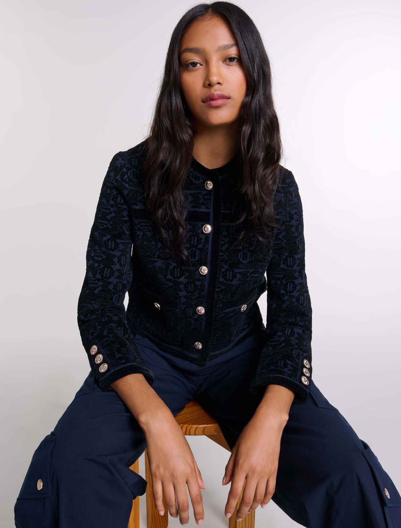 Strickjacke aus Samtstrick