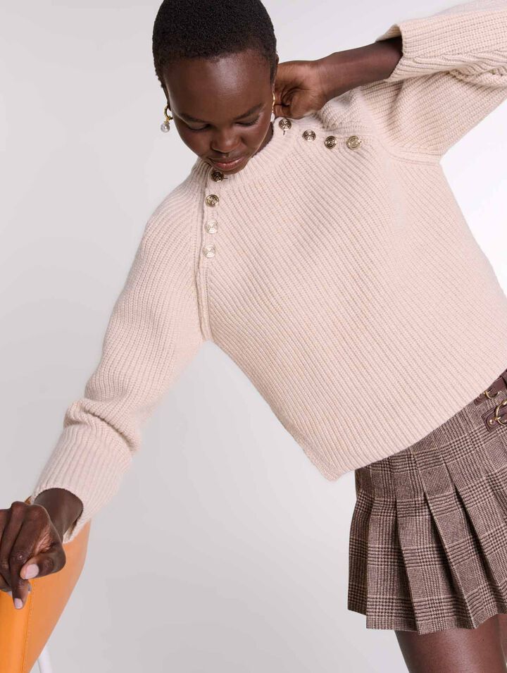 Gerippter Wollpullover
