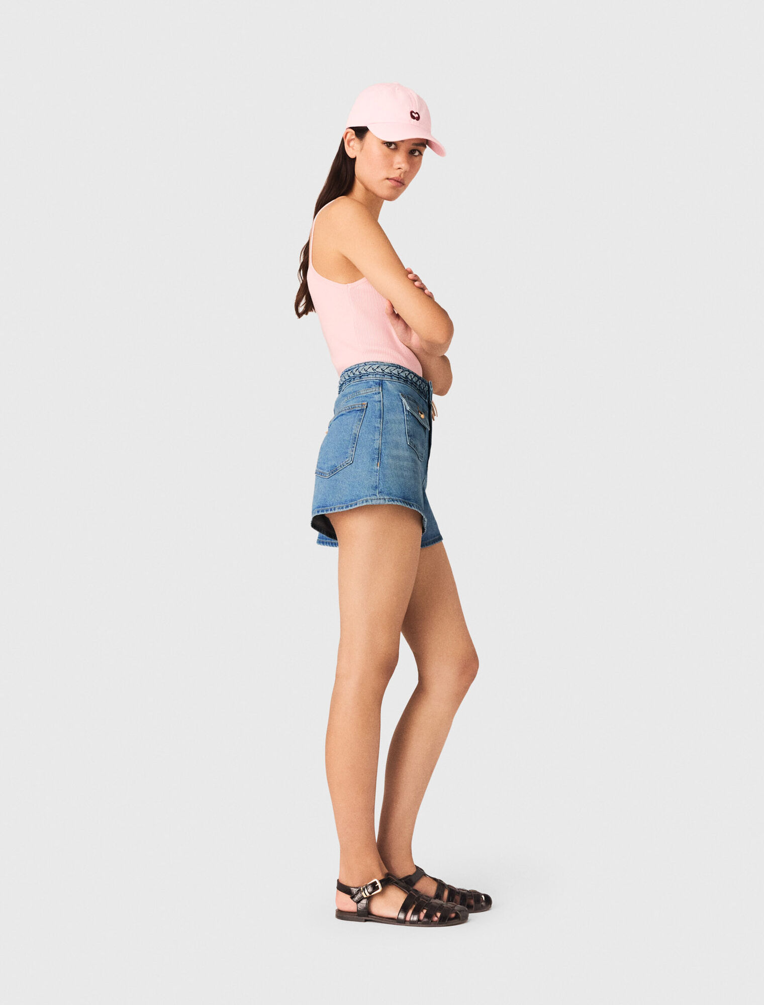 Geflochtene Denimshorts
