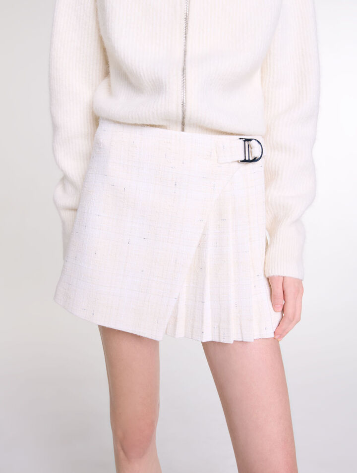 Plissierter Hosenrock aus Tweed